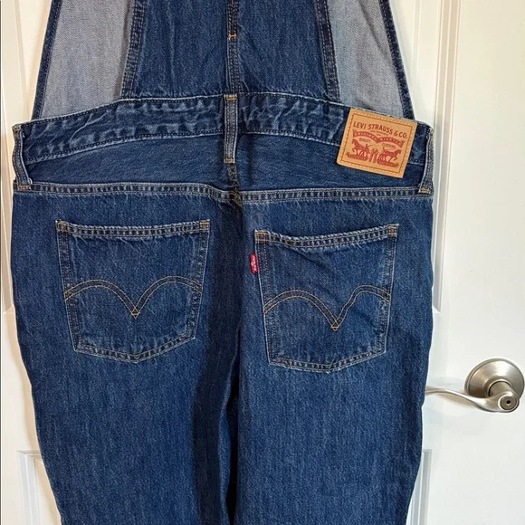 Levi's Dark Blue Denim Overalls with Striped Sweater - Picture 13 of 16